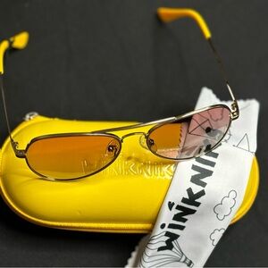 EMMETT Brushed Gold Stainless Steel Frame- Pink Grapefruit Gradient Lenses
